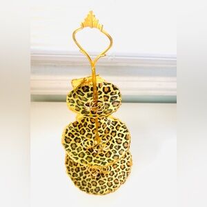 RESERVED Handmade 3 Tier Scallop Shell Jewelry Stand W/ Leopard Print Decoupage